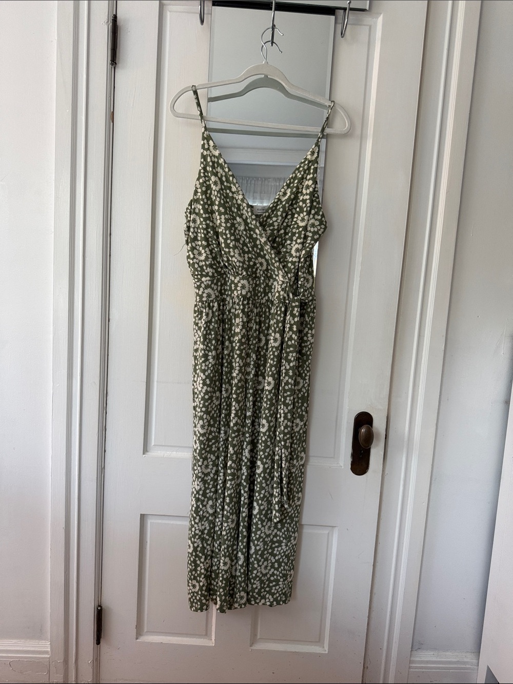 Olive Green Floral Wrap Maxi jumpsuit